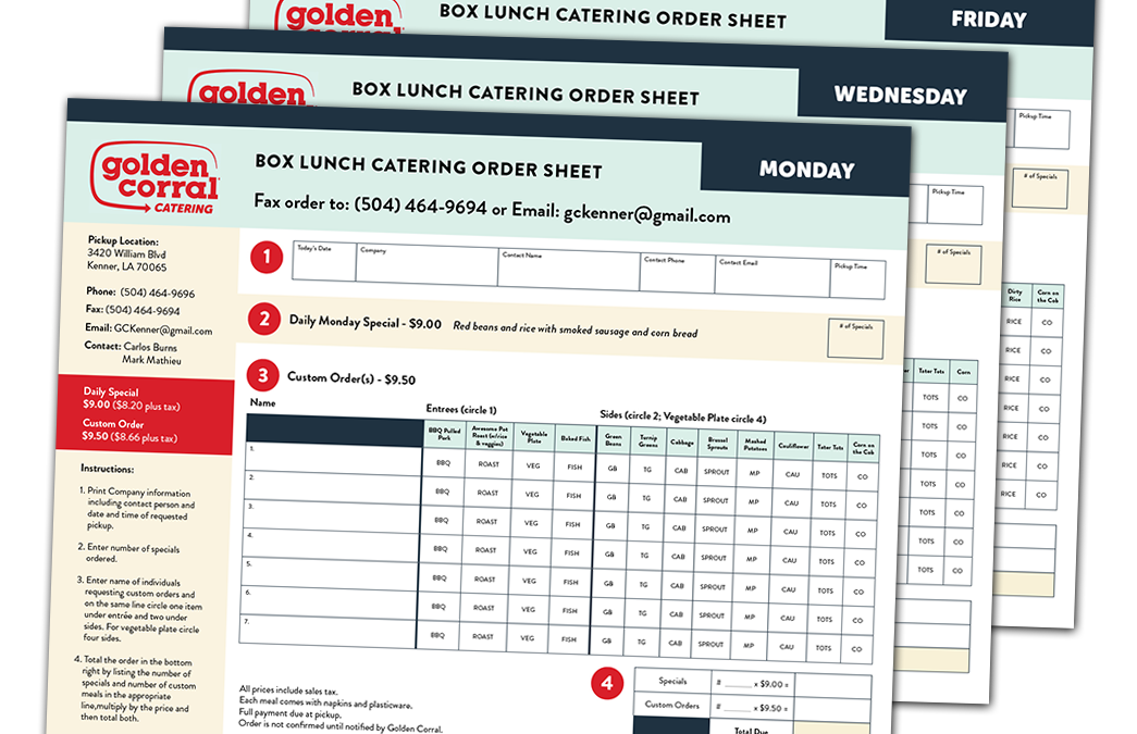 Something a little different: online catering order forms