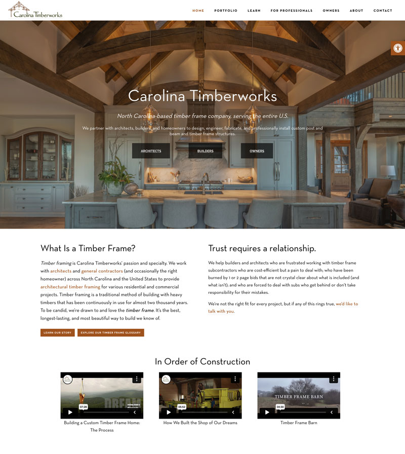 small business timber framing website